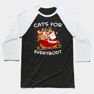 Santa Claus Riding Sleigh carry Kittens Gift Christmas Cat Lover Baseball T-Shirt